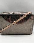 Michael Kors Metallic Gray Monogram Patent Leather Jet Set Crossbody