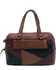 Fossil Red Leather Patchwork Satchel Bag