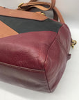 Fossil Red Leather Patchwork Satchel Bag