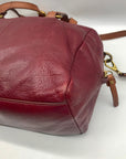 Fossil Red Leather Patchwork Satchel Bag