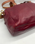 Fossil Red Leather Patchwork Satchel Bag