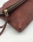 Alex And Ani Brown Leather Gabriel Fold Over Clutch