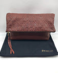 Alex And Ani Brown Leather Gabriel Fold Over Clutch