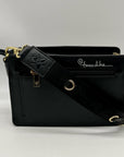Anuschka Hand-Painted Leather Black Floral and Cheetah Design Crossbody
