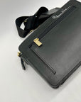 Anuschka Hand-Painted Leather Black Floral and Cheetah Design Crossbody