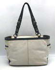 Coach Off White & Grey Pleated Leather Gallery Tote Bag F13759