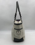 Coach Off White & Grey Pleated Leather Gallery Tote Bag F13759