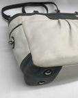 Coach Off White & Grey Pleated Leather Gallery Tote Bag F13759