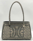 Laga Design Manor Blue & White Damai Embroidered Vegan Handbag
