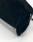 Kate Spade New York Black Velvety Corduroy Leather Trim Quinn Satchel