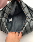 Aqua Madonna Gray Leather Hobo Bag