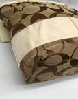 Coach Signature Jacquard Khaki & Brown Stripe Tote 10124