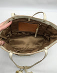 Coach Signature Jacquard Khaki & Brown Stripe Tote 10124