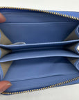 MCM Aren Della Robbia Blue Embossed Monogram Leather Card Case