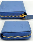 MCM Aren Della Robbia Blue Embossed Monogram Leather Card Case