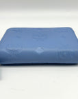 MCM Aren Della Robbia Blue Embossed Monogram Leather Card Case