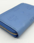 MCM Aren Della Robbia Blue Embossed Monogram Leather Card Case