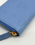 MCM Aren Della Robbia Blue Embossed Monogram Leather Card Case