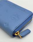 MCM Aren Della Robbia Blue Embossed Monogram Leather Card Case