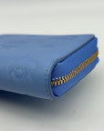 MCM Aren Della Robbia Blue Embossed Monogram Leather Card Case