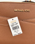 Michael Kors Luggage Brown Saffiano Leather Jet Set Travel Dome Crossbody Bag