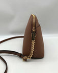 Michael Kors Luggage Brown Saffiano Leather Jet Set Travel Dome Crossbody Bag