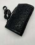 Judith Leiber Black Leather Clutch Shoulder Bag