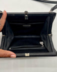 Judith Leiber Black Leather Clutch Shoulder Bag