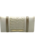 Brahmin White & Macaroon Lady Vineyard Croc-Embossed Leather Melbourne Wallet