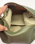 Borse In Pelle Olive Green Pebbled Leather Shoulder Bag