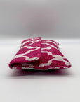 Moyna by Anthropologie Pink and White Beaded Abstract Envelope Clutch