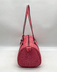 Brahmin Pink Croc Embossed Leather Nile Barrel Shoulder Bag