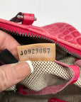 Brahmin Pink Croc Embossed Leather Nile Barrel Shoulder Bag
