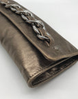 Michael Kors Metallic Light Gold Leather Chain Clutch