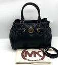Michael Kors Black Leather Belted Hudson Convertible Shoulder Bag