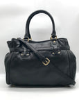 Michael Kors Black Leather Belted Hudson Convertible Shoulder Bag
