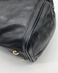 Michael Kors Black Leather Belted Hudson Convertible Shoulder Bag