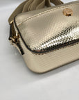 Michael Kors Metallic Gold Leather Maisie 2-In-1 Camera Crossbody Bag