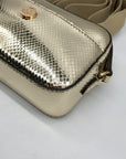 Michael Kors Metallic Gold Leather Maisie 2-In-1 Camera Crossbody Bag