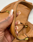 OR Yanny Brown Pebbled Leather Demi Hobo Bag