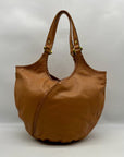OR Yanny Brown Pebbled Leather Demi Hobo Bag
