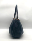 Michael Kors Navy Blue Pebbled Leather Fulton East West Tote