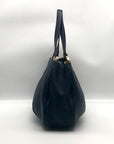 Michael Kors Navy Blue Pebbled Leather Fulton East West Tote