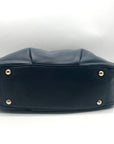 Michael Kors Navy Blue Pebbled Leather Fulton East West Tote