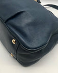 Michael Kors Navy Blue Pebbled Leather Fulton East West Tote