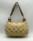 Coach Khaki Op Art Signature Canvas Hobo Shoulder Bag