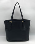 Michael Kors Black Saffiano Leather Charlotte Large Top-Zip Tote Bag