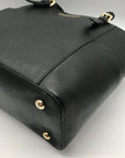 Michael Kors Black Saffiano Leather Charlotte Large Top-Zip Tote Bag