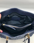 Cole Haan Blue Straw Benson Tote Bag