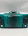 Michael Kors Blue Snake Embossed Leather Studio Mercer Convertible Satchel & Wallet